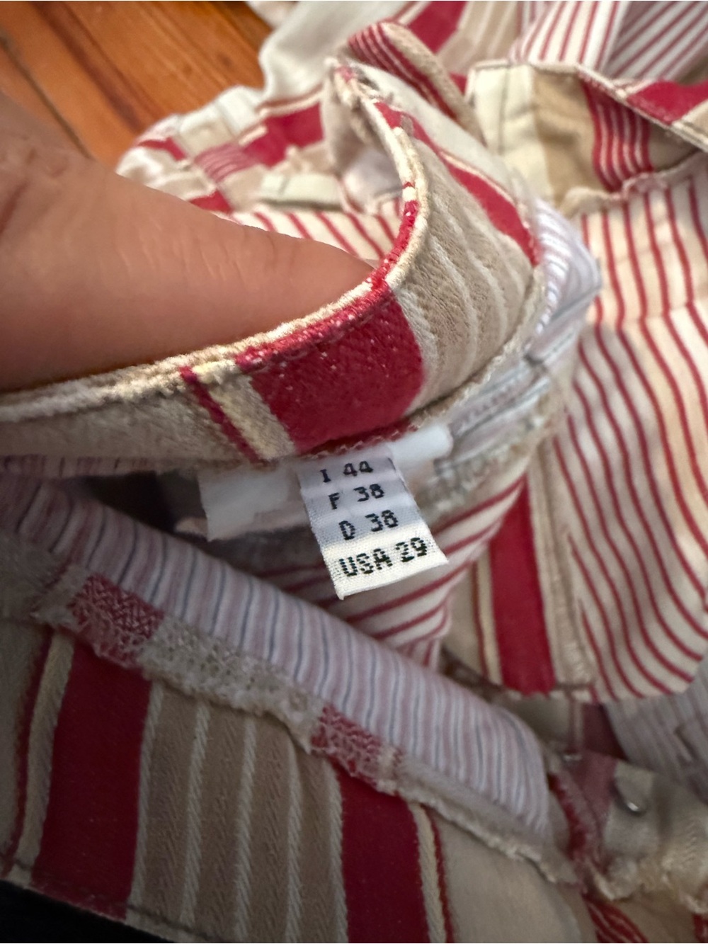 Marithe Francois Girbaud Red and Cream Striped Pants - Picture 3 of 6